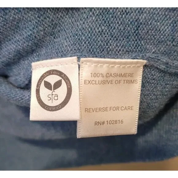 Garnet Hill Cashmere Blue Crew Neck Long Sleeve Sweater Size Small Quiet Luxury - Picture 8 of 10